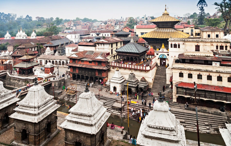 Wide view of Pashupatinath Temple during Kathmandu Sightseeing