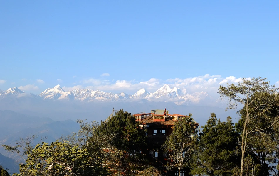 Beautiful mountain ranges view while hiking from Chisapani to Nagarkot during Nagarkot Panoramic Hiking Trail