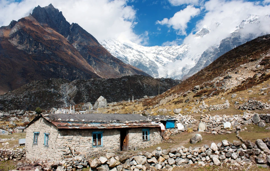 Beautiful scenery of Langtang Valley with clear sky and weather