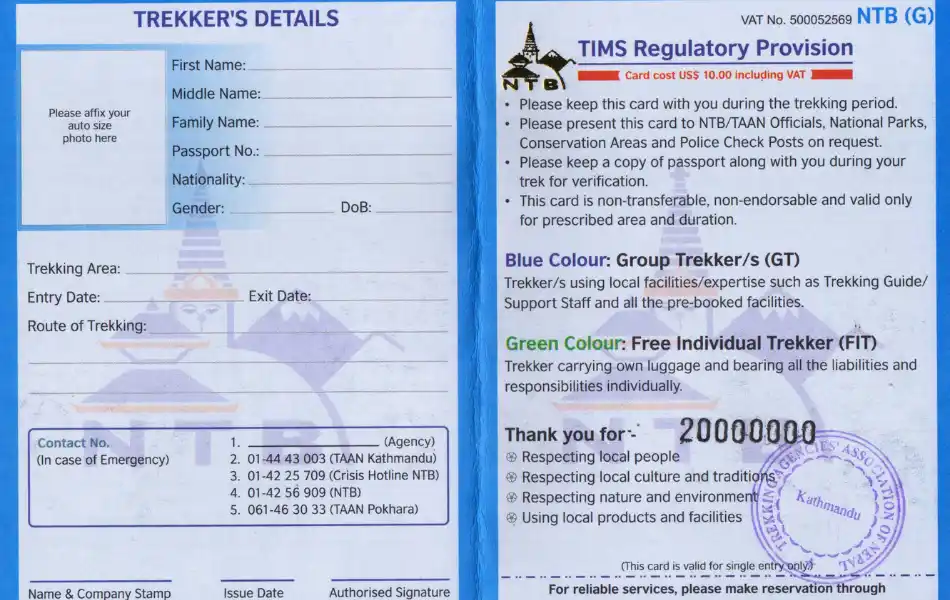 TIMS Permit for Annapurna Circuit Trek
