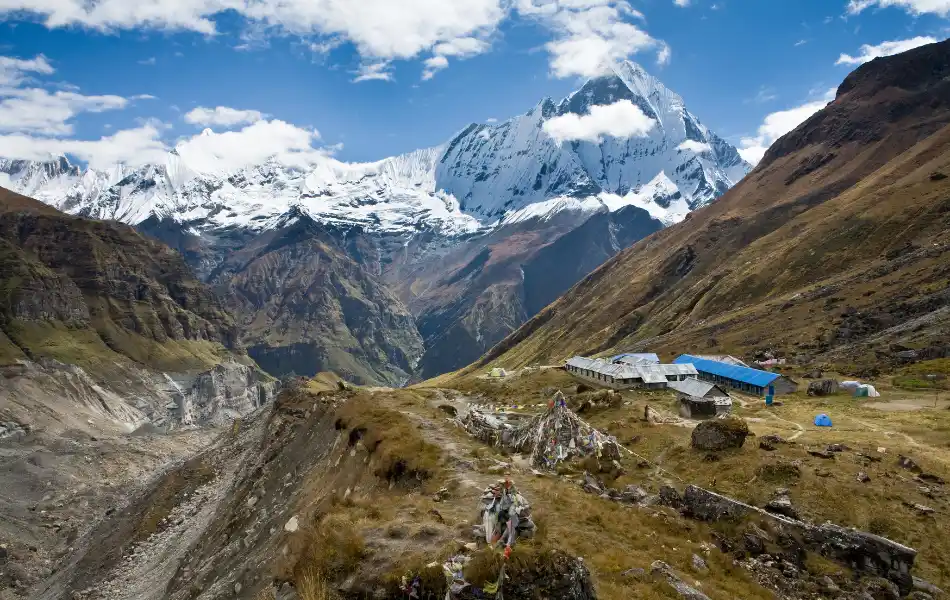 stunning mountain range view from the Annapurna Base Camp.